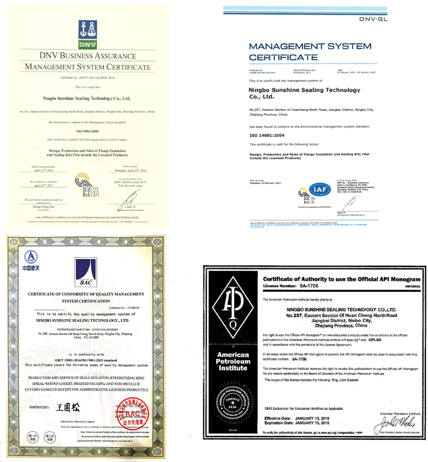 Sunshine ISO and API Certificate